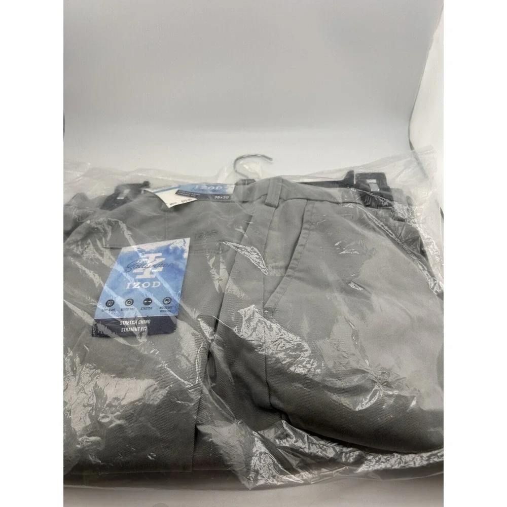IZOD Men's Saltwater Stretch Flat Front Straight Fit Chino Pant 36W 30L